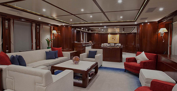Yacht saloon interior Adam Lay studio