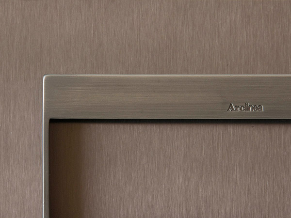 Arclinea Italia now manufacture stainless steel kitchen cabinet doors in a hairline bronze finish PVD