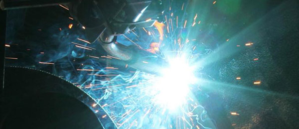 Showing the process of Gas metal arc welding being carried out by Veem Ltd, Australia