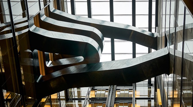 Retro-fit Stairs in the Sky that appear as a sinuous, sculptural ribbon, Google offices, 6 Pancras Square, London, UK