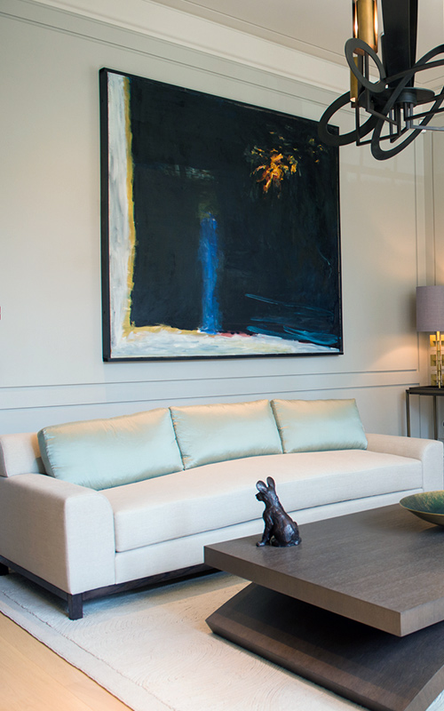 Ground floor formal sitting room. Bedford Gardens, London. Architects: Nash Baker Interior Designers: DeSalles Flint Architectural metalwork & PVD stainless steel: Double Stone Steel Europe Ltd