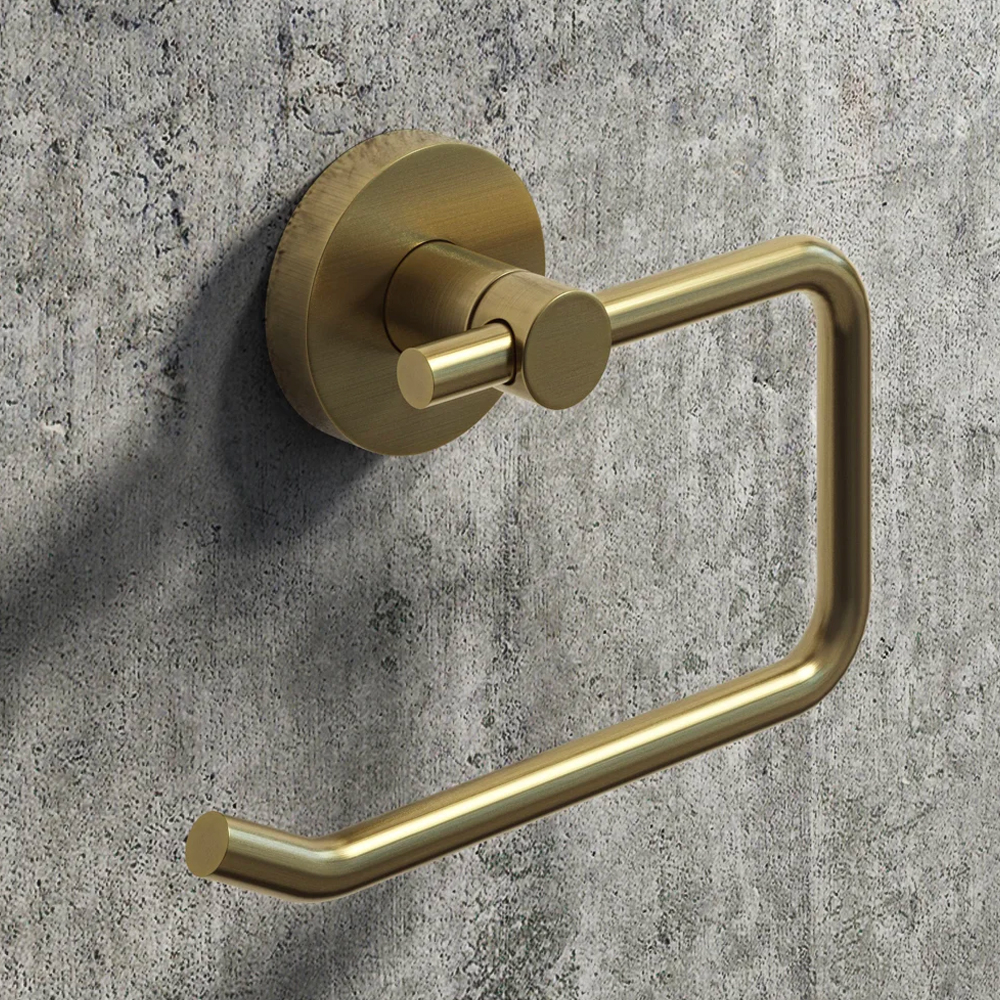Brass toilet roll holder in brass by Arrezzo available from Victorian Plumbing.